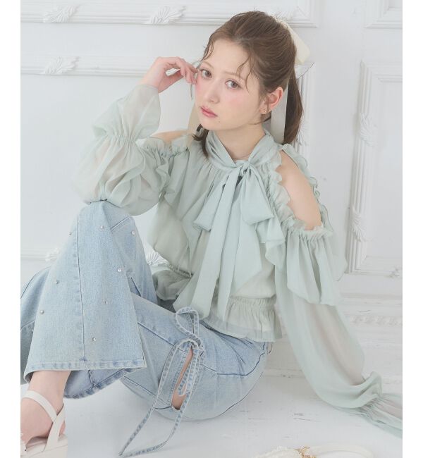  「アメスリフリルリボンブラウス」|シャツ・ブラウス|