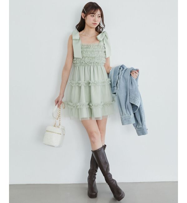  「フリルチュールミニワンピース」|ワンピース|