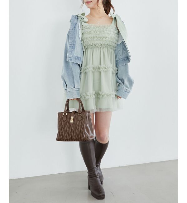  「フリルチュールミニワンピース」|ワンピース|