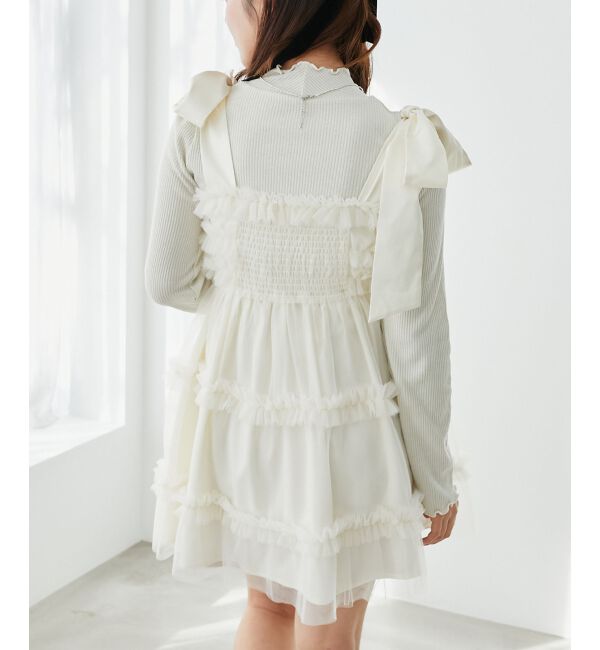  「フリルチュールミニワンピース」|ワンピース|