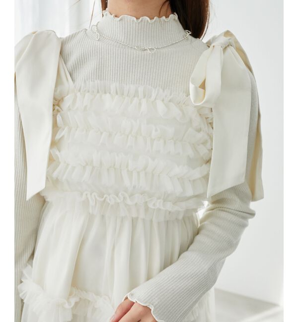  「フリルチュールミニワンピース」|ワンピース|