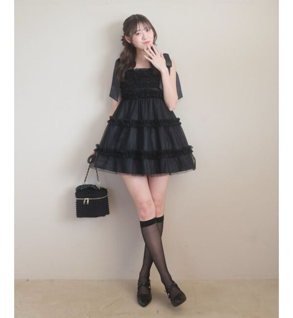  「フリルチュールミニワンピース」|ワンピース|