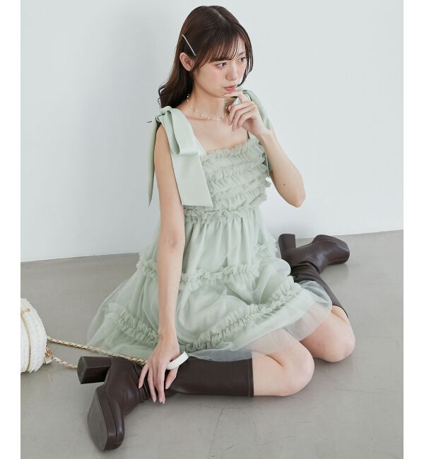  「フリルチュールミニワンピース」|ワンピース|