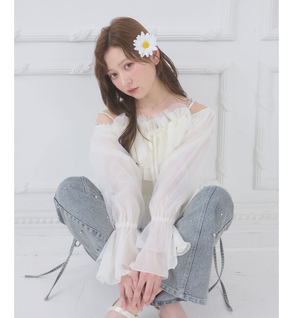  「チェーン付きシアーフリルブラウス」|シャツ・ブラウス|