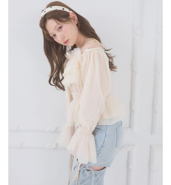  「チェーン付きシアーフリルブラウス」|シャツ・ブラウス|