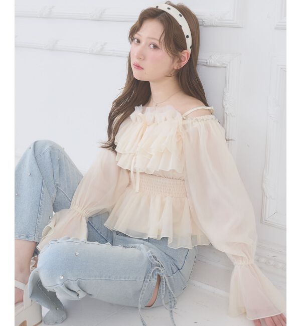  「チェーン付きシアーフリルブラウス」|シャツ・ブラウス|