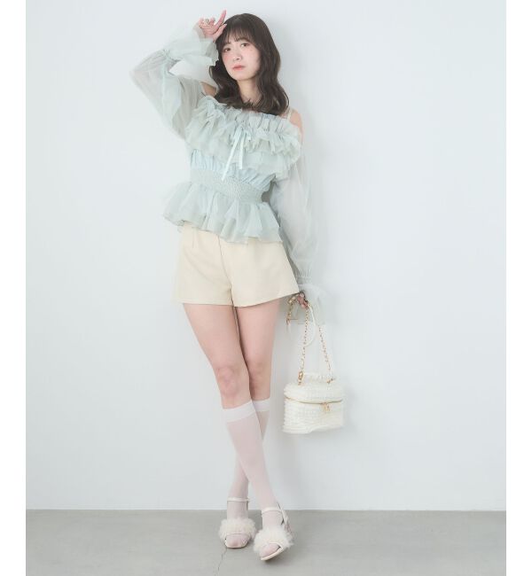  「チェーン付きシアーフリルブラウス」|シャツ・ブラウス|