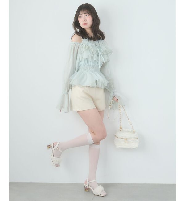  「チェーン付きシアーフリルブラウス」|シャツ・ブラウス|