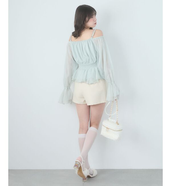  「チェーン付きシアーフリルブラウス」|シャツ・ブラウス|