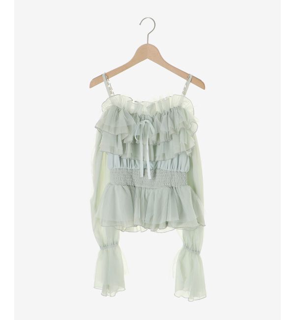  「チェーン付きシアーフリルブラウス」|シャツ・ブラウス|