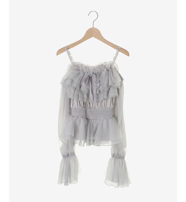  「チェーン付きシアーフリルブラウス」|シャツ・ブラウス|