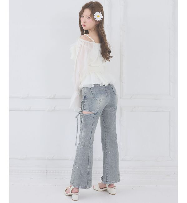  「チェーン付きシアーフリルブラウス」|シャツ・ブラウス|