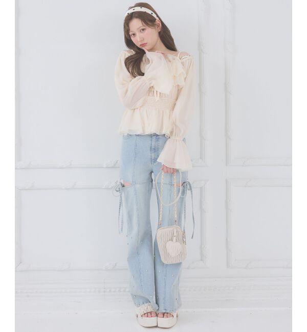  「チェーン付きシアーフリルブラウス」|シャツ・ブラウス|