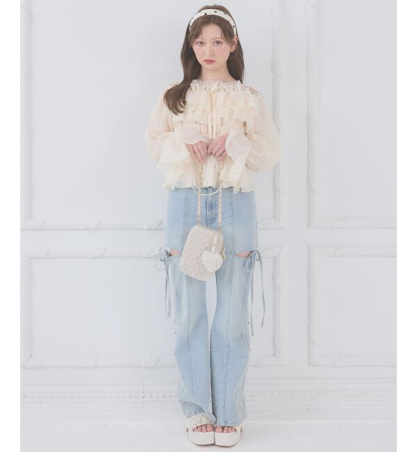 「チェーン付きシアーフリルブラウス」|シャツ・ブラウス|