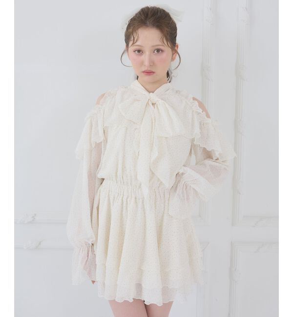 「アメスリフリルリボンミニワンピース」|ワンピース|