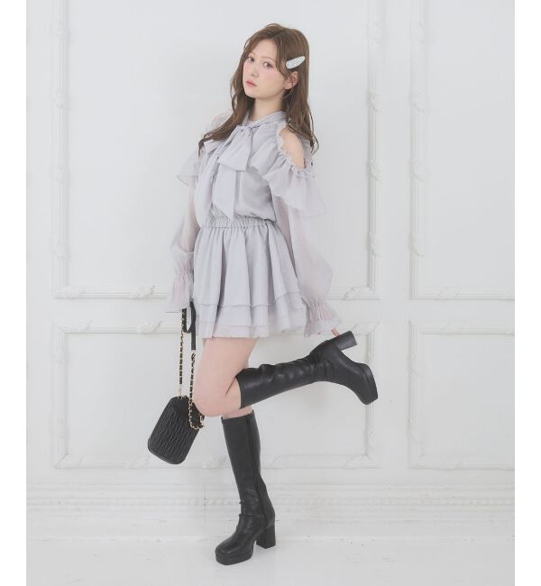  「アメスリフリルリボンミニワンピース」|ワンピース|