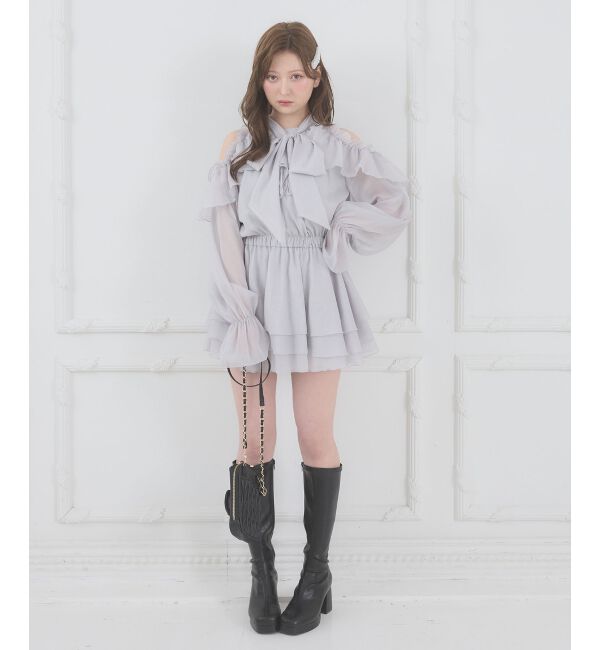  「アメスリフリルリボンミニワンピース」|ワンピース|