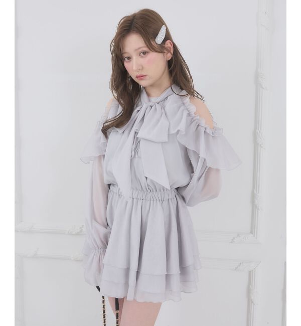  「アメスリフリルリボンミニワンピース」|ワンピース|