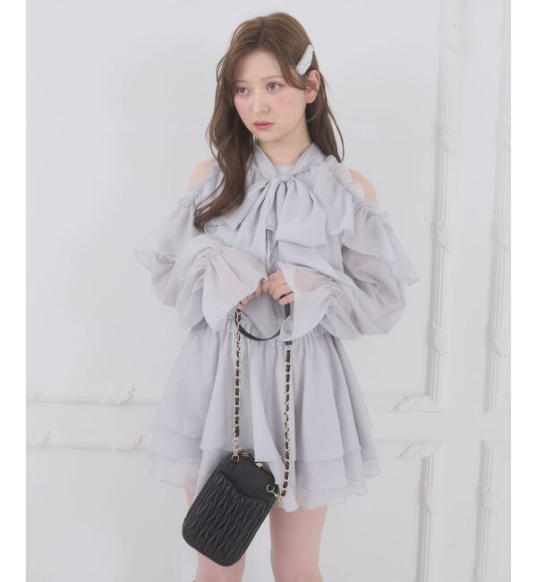  「アメスリフリルリボンミニワンピース」|ワンピース|