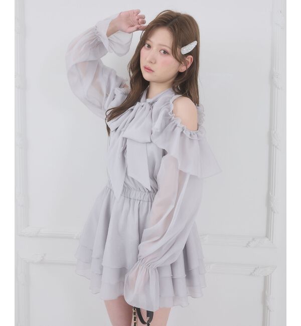  「アメスリフリルリボンミニワンピース」|ワンピース|