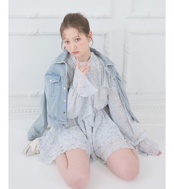  「アメスリフリルリボンミニワンピース」|ワンピース|ブルー柄