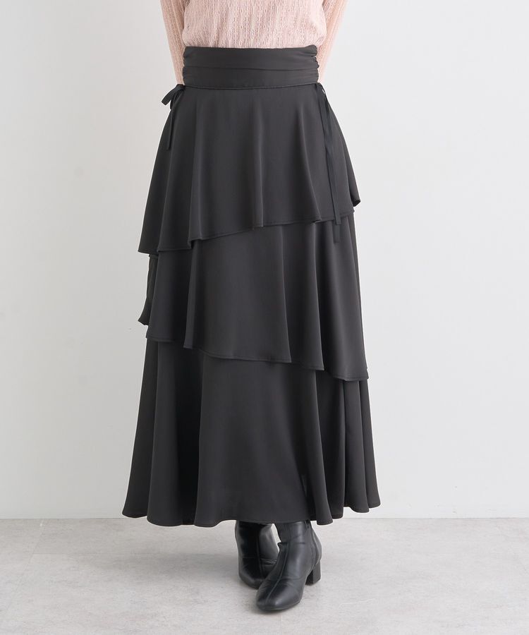 earth music&ecology「サイドリボンティアードスカート」|フレア|