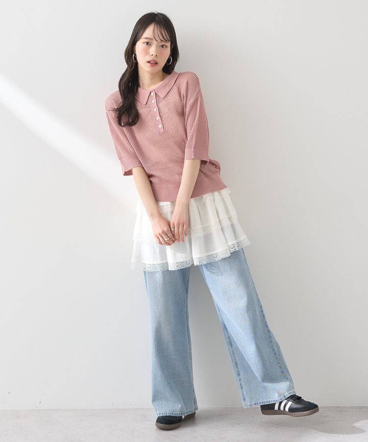 earth music&ecology「メッシュポロニットプルオーバー」|ニット・セーター|