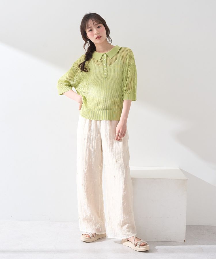 earth music&ecology「メッシュポロニットプルオーバー」|ニット・セーター|