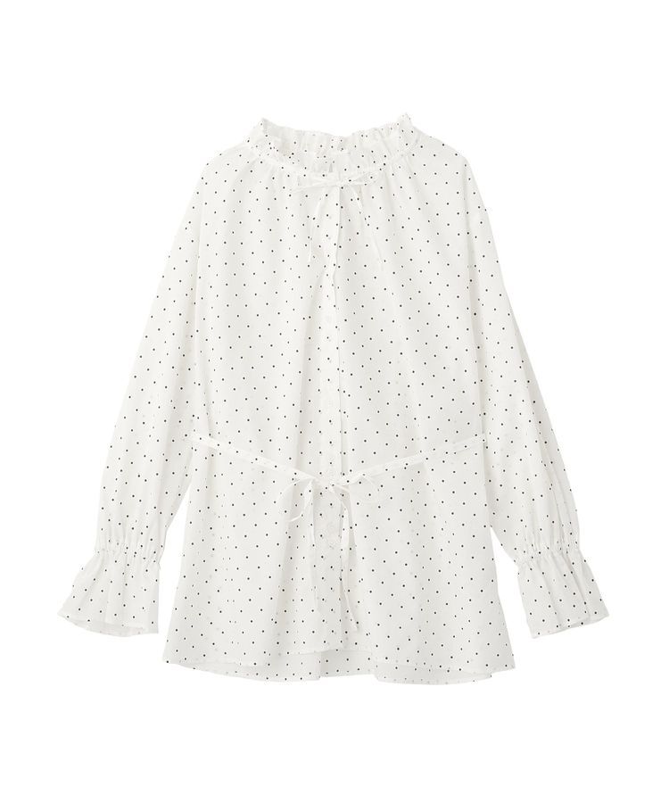 earth music&ecology「【接触冷感・イージーケア】TRキュプラダブルボタンフリルシャツ」|シャツ・ブラウス|