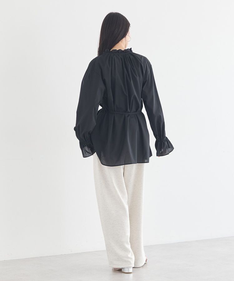 earth music&ecology「【接触冷感・イージーケア】TRキュプラダブルボタンフリルシャツ」|シャツ・ブラウス|