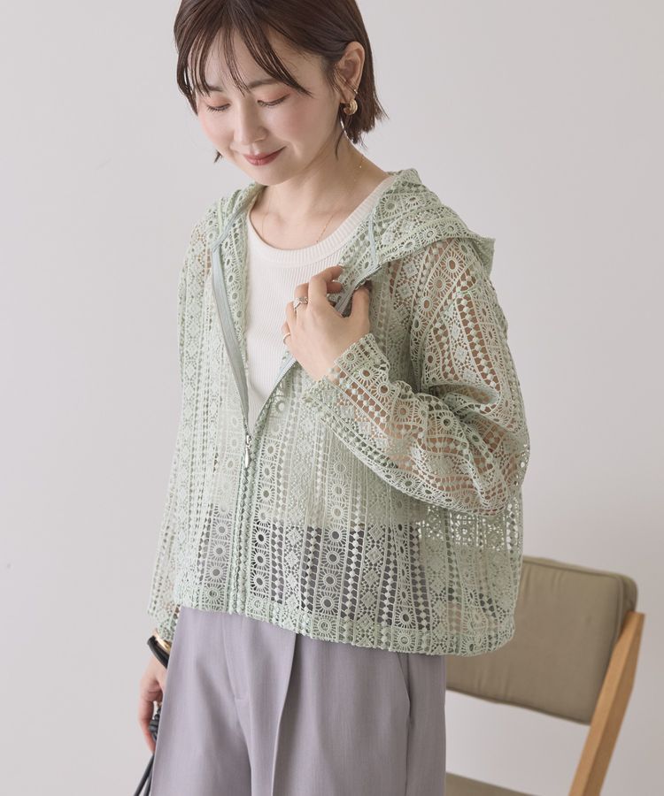 AMERICAN HOLIC「幾何学レースフードシャツ」|シャツ・ブラウス|Light Green