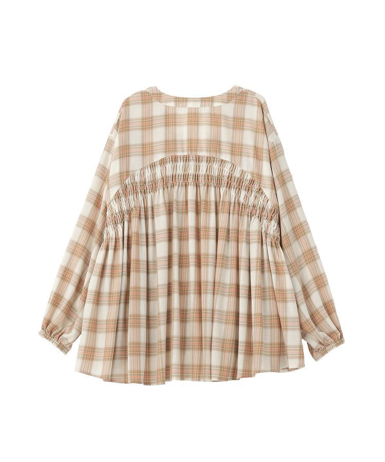 Green Parks「【しゃれシャツ】イージーケアVネックチェックブラウス」|シャツ・ブラウス|