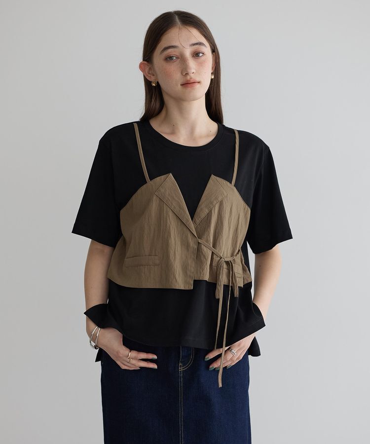 Editt by YECCA VECCA「ビスチェレイヤード風デザインTee」|Tシャツ・カットソー|