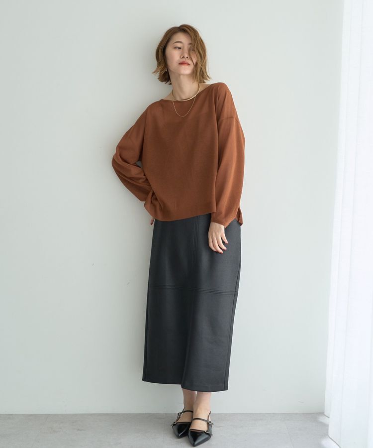 YECCA VECCA「レザーライクナロースカート」|タイト|