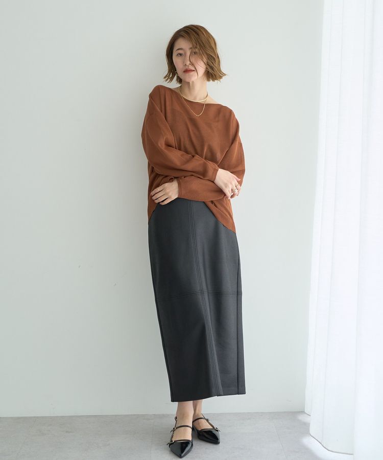 YECCA VECCA「レザーライクナロースカート」|タイト|