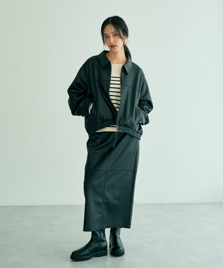 YECCA VECCA「レザーライクナロースカート」|タイト|