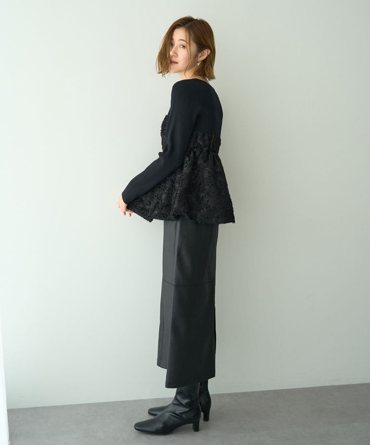 YECCA VECCA「レザーライクナロースカート」|タイト|