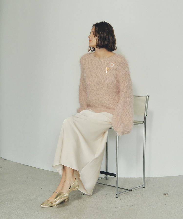 YECCA VECCA「サテンフレアスカート」|フレア|Ivory