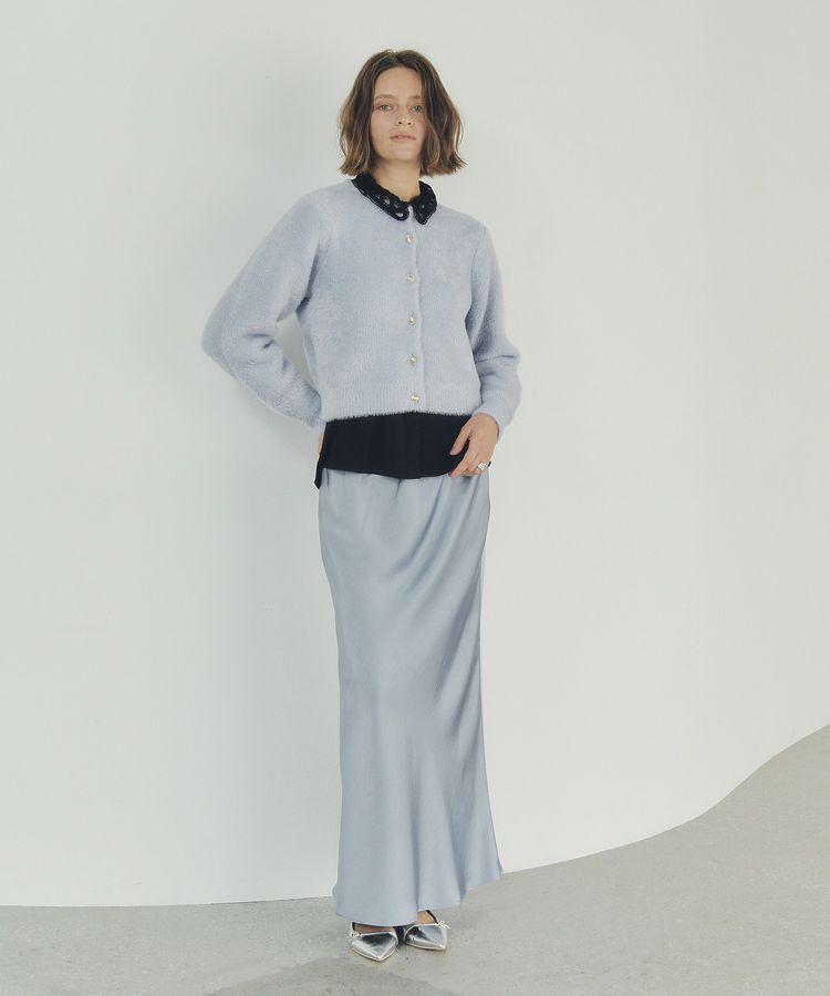 YECCA VECCA「サテンフレアスカート」|フレア|