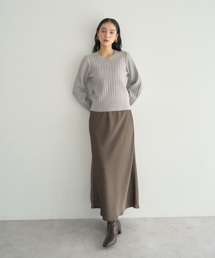 YECCA VECCA「サテンフレアスカート」|フレア|