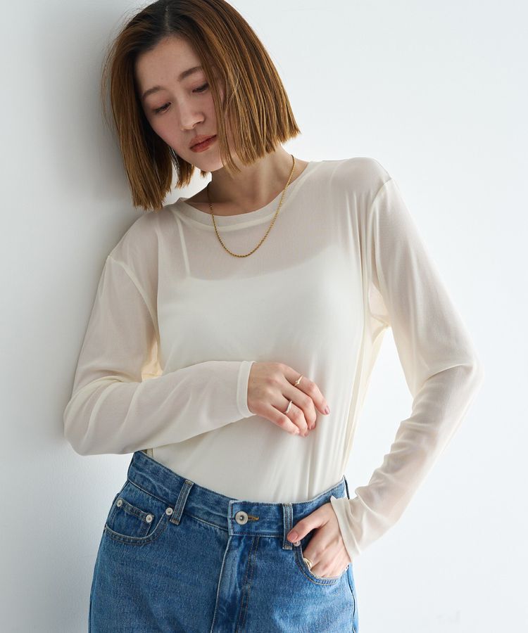 YECCA VECCA「クルーネックシアートップス」|Tシャツ・カットソー|Off White