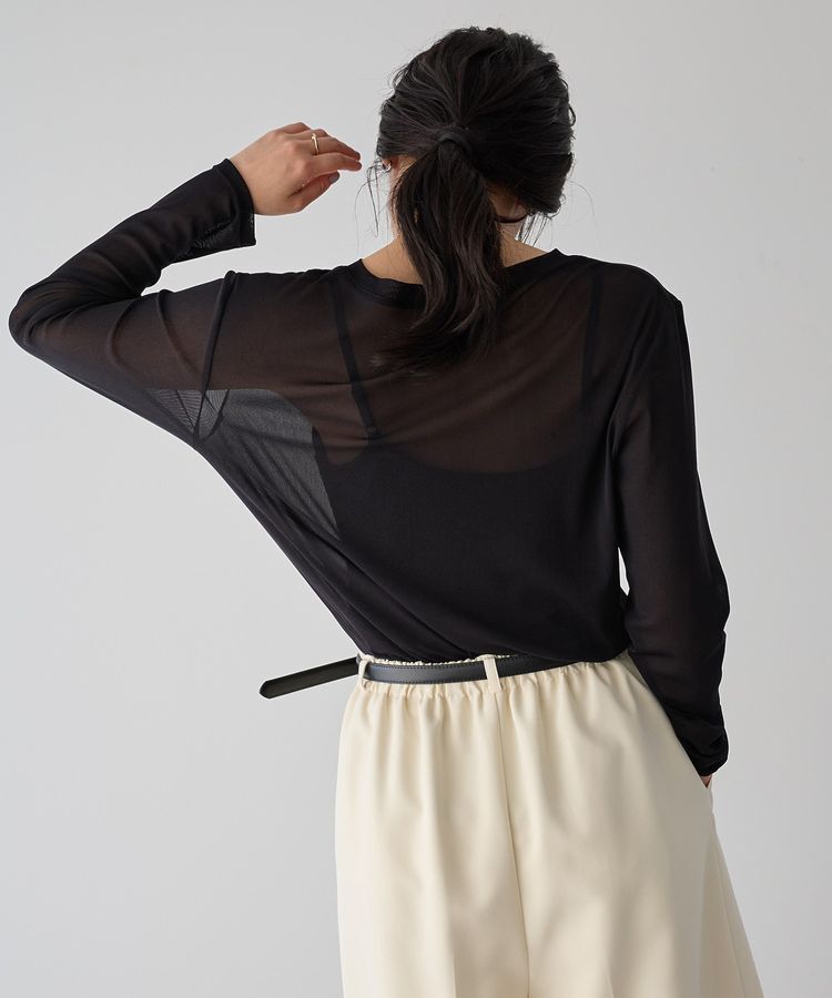 YECCA VECCA「クルーネックシアートップス」|Tシャツ・カットソー|