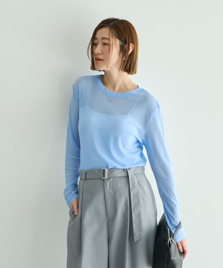 YECCA VECCA「クルーネックシアートップス」|Tシャツ・カットソー|