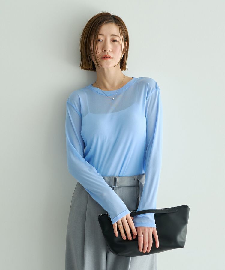 YECCA VECCA「クルーネックシアートップス」|Tシャツ・カットソー|Blue