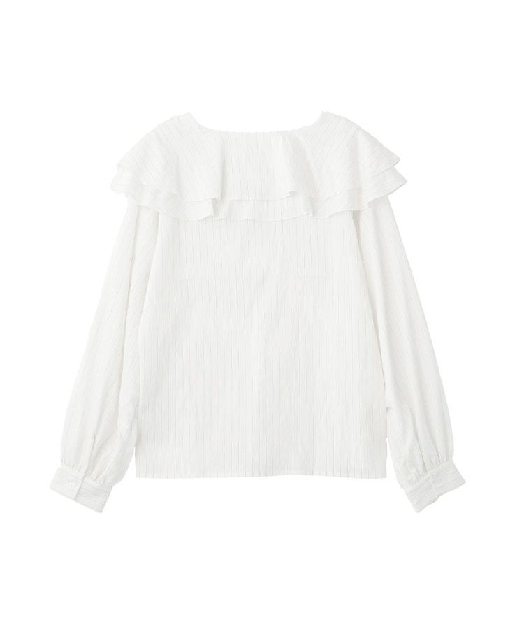 YECCA VECCA「ストライプ柄ラッフルブラウス」|シャツ・ブラウス|