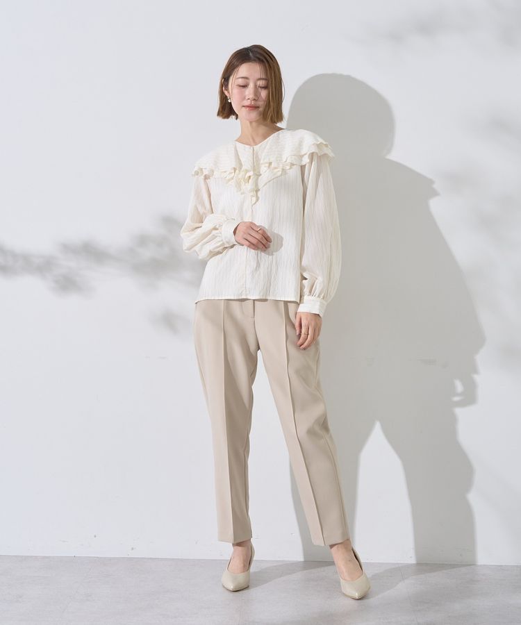 YECCA VECCA「ストライプ柄ラッフルブラウス」|シャツ・ブラウス|