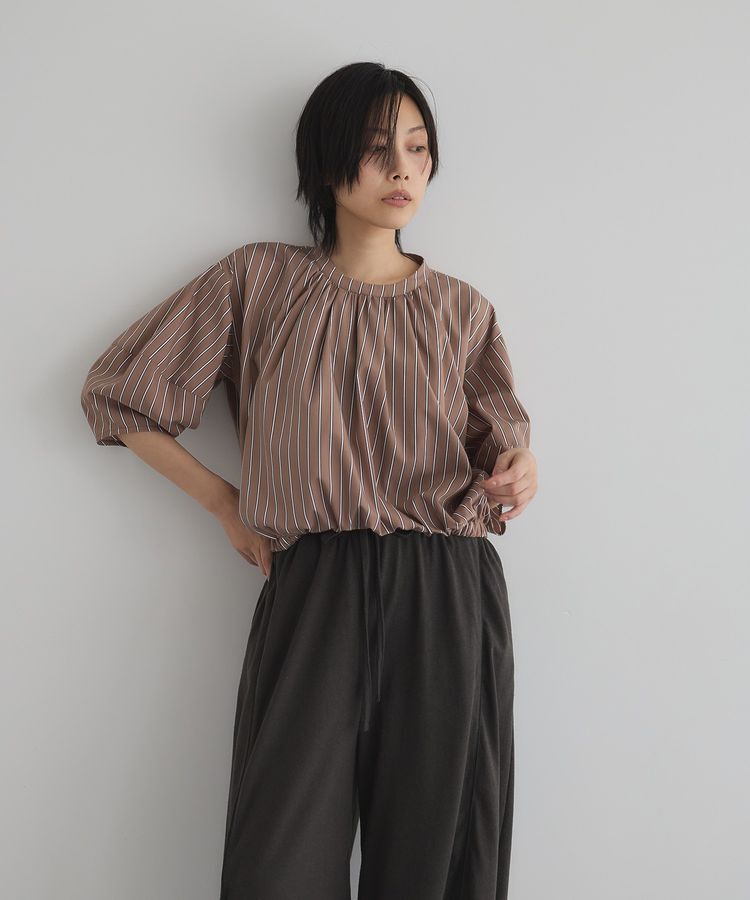 GARAGE OF GOOD CLOTHING「ストライプタックプルオーバーA」|シャツ・ブラウス|ストライプブラウン