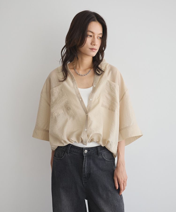 GARAGE OF GOOD CLOTHING「シアー裾ドロストスクエアフブラウス」|シャツ・ブラウス|