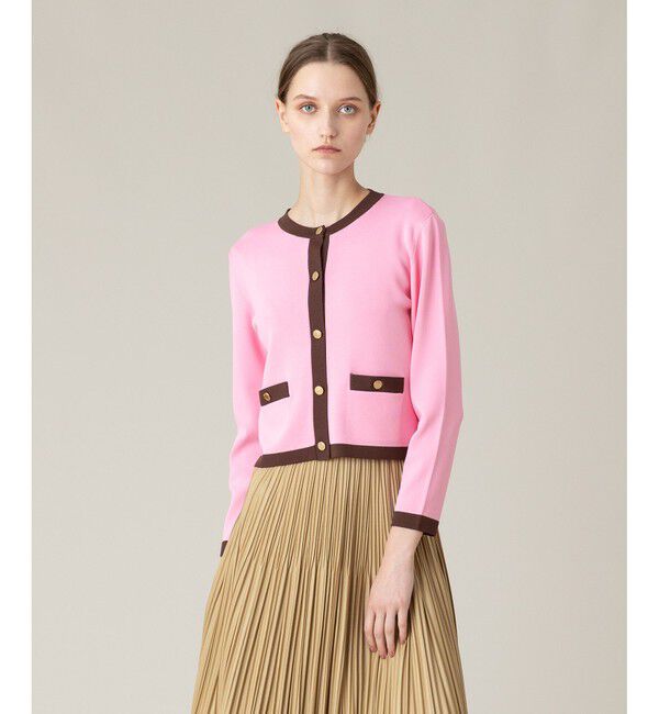LOULOU WILLOUGHBY「◇【LOULOU WILLOUGHBY】バイカラーコンパクトカーディガン」|カーディガン|ピンク