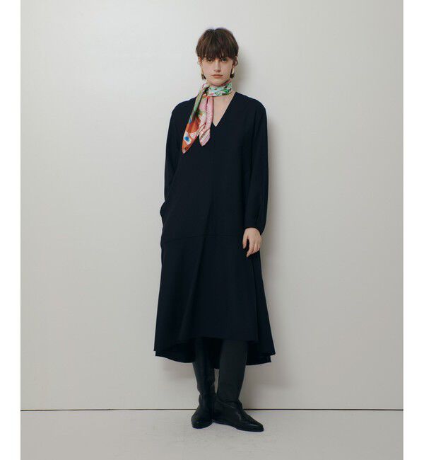 allureville「ビエラAラインVネックワンピース」|ワンピース|ネイビー